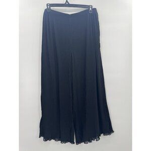 Simply Silk Women XLarge Plisse Palazzo Pant Black Chiffon Wide Leg Lined Dressy